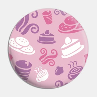 Pink Cafe Vibe Coffee Dessert Sweets Pattern Pin