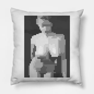Pixel Art (black and white retro woman) Pillow