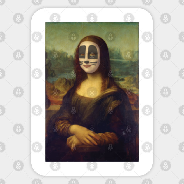 Funny Cat Face Mona Lisa Art Sticker Teepublic Uk