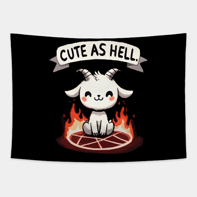 Cute as Hell Goat Tapestry by DoodleDashDesigns