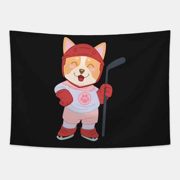 Hokey Cute Puppy Dog Player - Kids gift design Tapestry by theodoros20