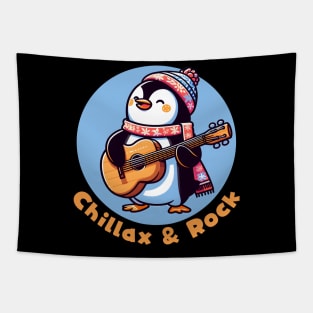 Rock and roll penguin Tapestry