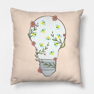 Floral Light Bulb With Fireflies Pillow