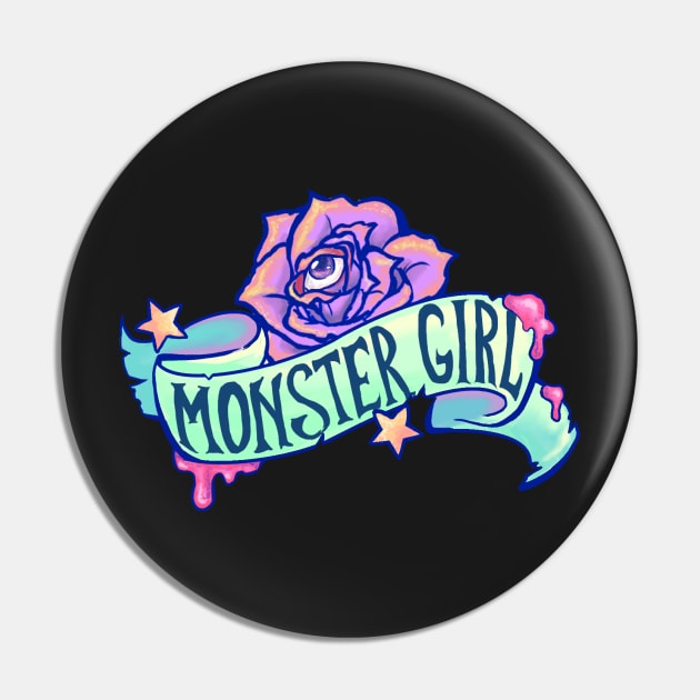 Monster Girl Banner Pin by KaijuCupcakes