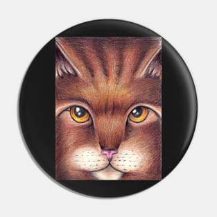 Brown Cat Portrait Pin