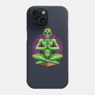 alien green doing yoga Phone Case