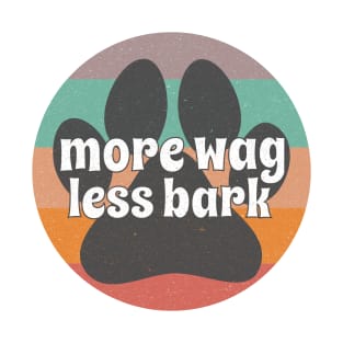 More Wag Less Bark Dog Paw Print on Stripes T-Shirt