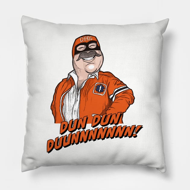 Captain Chaos Dun Dun Duunnnnnn! Pillow by funkymonkeytees