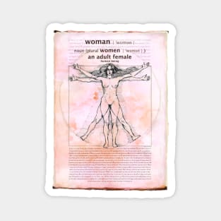 Adult Human female - Woman definition - The Vitruvian Woman - Da Vinci inspired -Feminist Art Magnet