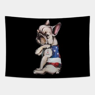 American Bulldog tattoo I love dad Tapestry