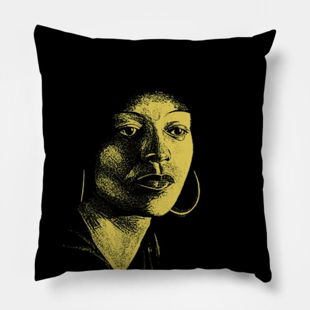 Yellow Angela Davis Pillow by KIBOY777