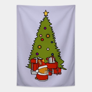 Santa Bunny and Christmas Tree Tapestry