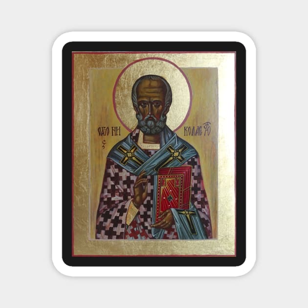 Saint Nicholas orthodox icon Magnet by Lala Lotos