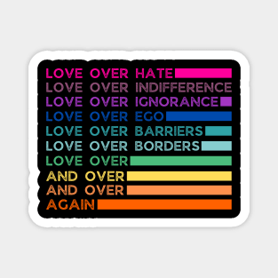 Love over hate Love over indifference Love over Ignorance Love over Ego Love over Magnet