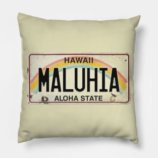 Maluhia Vintage Hawaii License Plate Pillow