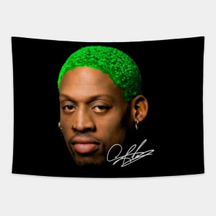Dennis Rodman Head Green Tapestry