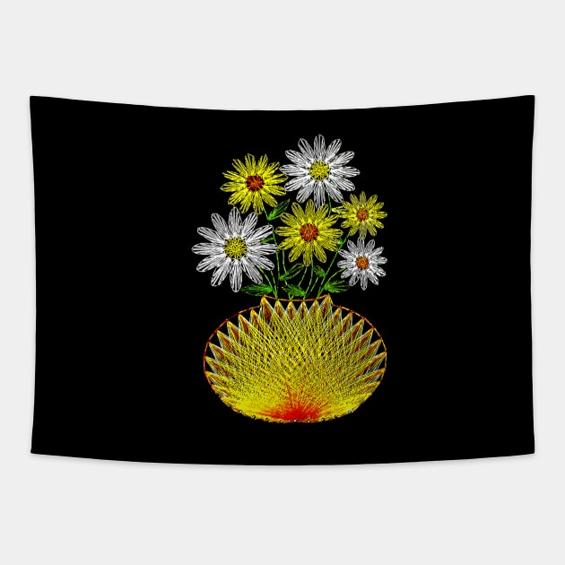 String Art Flowers Tapestry by bronzarino