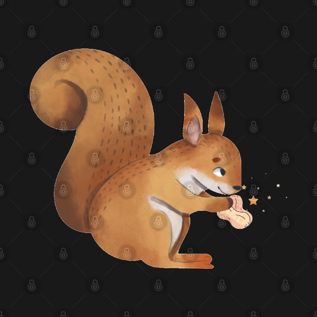 squirrel eating  peanuts design - cute by zaiynabhw