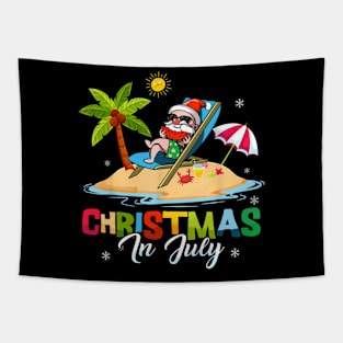 Christmas in July T-shirt Santa Claus Beach Watermelon Tapestry