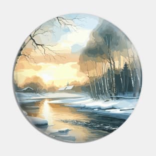 Winter River Winter Landscape Pin