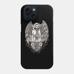 Santa muerte angel with flowers day of the dead. Phone Case