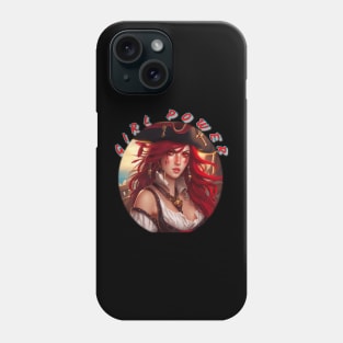 Girl power, pirate wench in red Phone Case