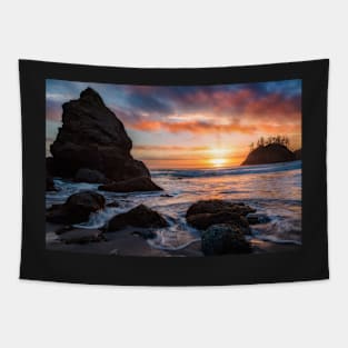 Seastacks at Sunset Tapestry