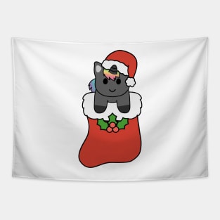 Christmas Black Rainbow Unicorn Stocking Tapestry