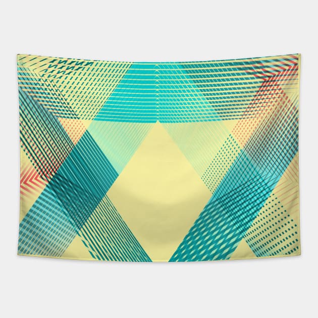 Geometric triangle pattern blue Tapestry by carolsalazar