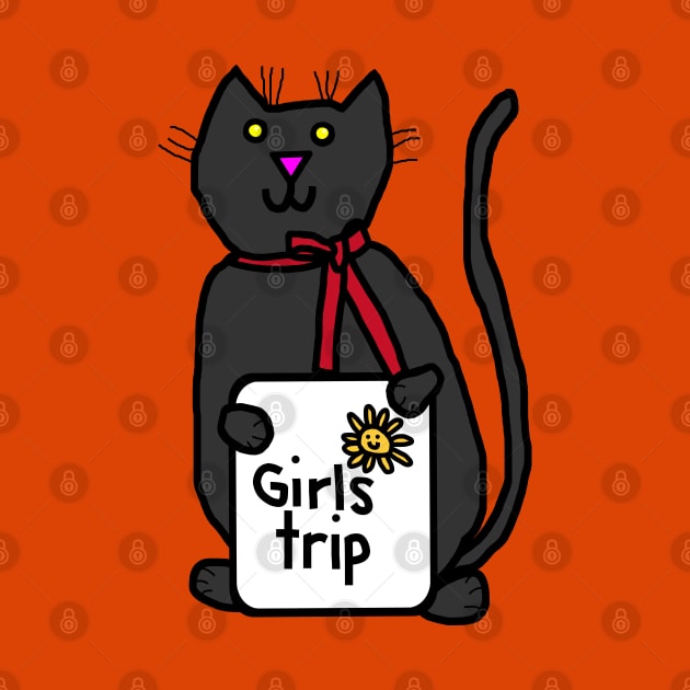 Cute Black Cat goes on Girls Trip by ellenhenryart