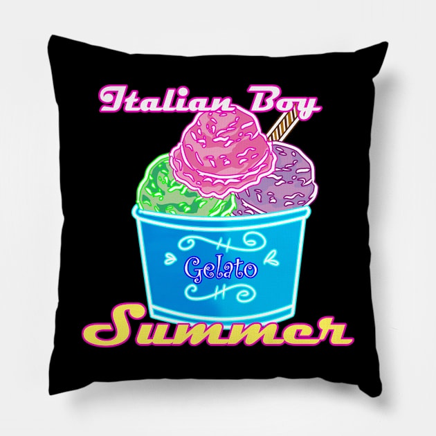 Italian Boy Summer Gelato Design Pillow by FrenArt