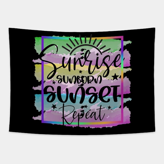 Sunrise Sunburn Sunset Repeat Tapestry by busines_night