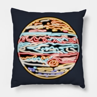 Electric Solar System Neon Jupiter Pillow