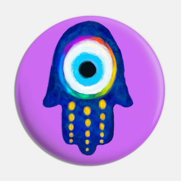 Evil Eye Pride Hamsa Painting Pin by Kraken Sky X TEEPUBLIC