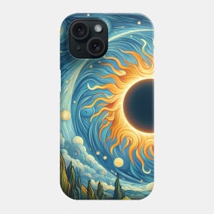 Total Solar Eclipse 2024 - Van Gogh Style Phone Case