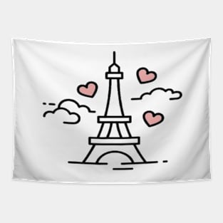 I love Paris, Eiffel Tower - Digital Drawing - Color Tapestry