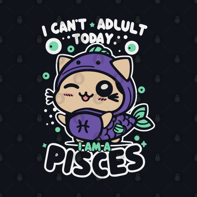 I can't adult today, I am a Pisces - Funny Zodiac Sign by LittleAna