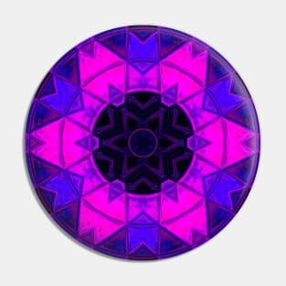 Mosaic Kaleidoscope Flower Blue Black and Purple Pin