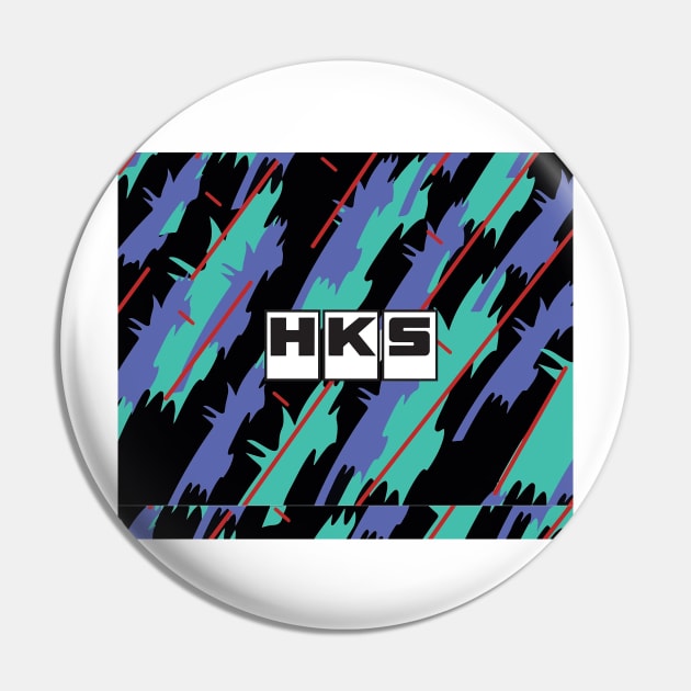 HKS Retro Pattern Tapestry Pin by machinistwrestler