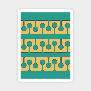 Shapes in Sync, Retro MCM Abstract Teal, Yellow Magnet