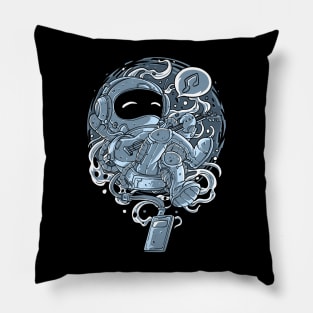 Space Astronaut Playing Guitar Astronomy Electric Guitarist Pillow