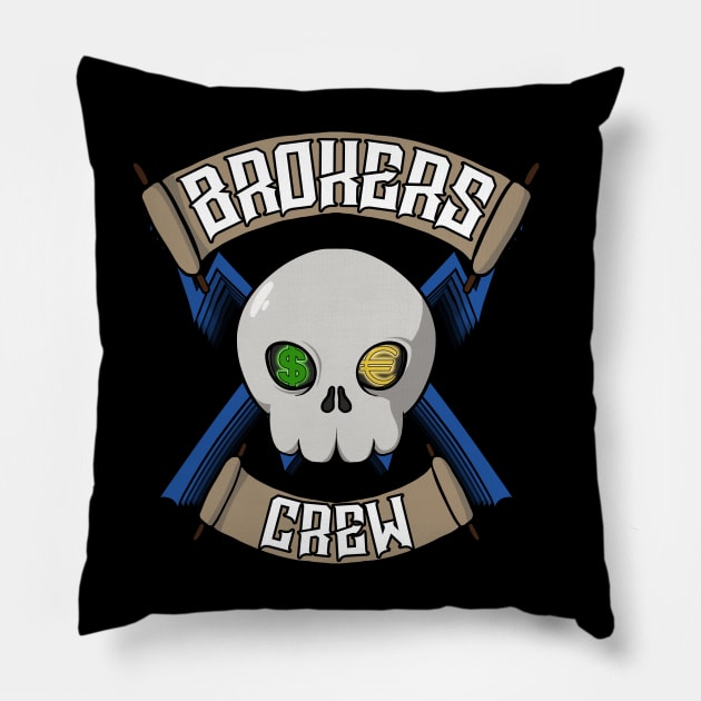 Brokers crew Jolly Roger pirate flag Pillow by RampArt