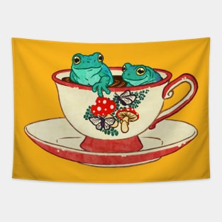 Tea Cup Frogs Tapestry