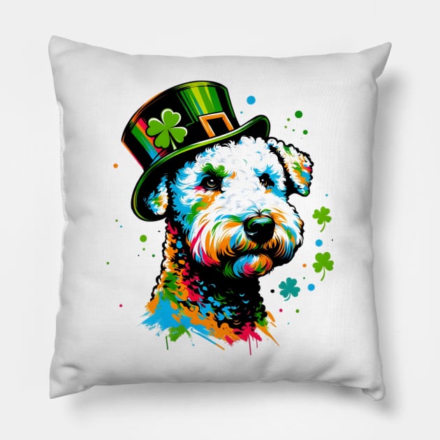 Bedlington Terrier Celebrates Saint Patrick's Day Pillow by ArtRUs