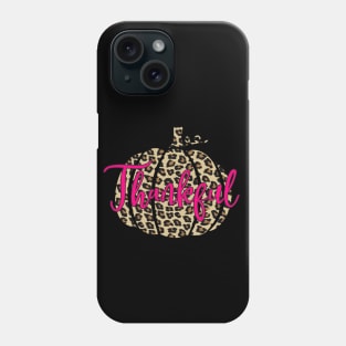 Leopard Print Pumpkin Thankful Hot Pink Phone Case