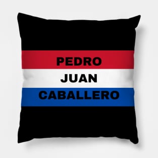 Pedro Juan Caballero City in Paraguay Flag Colors Pillow