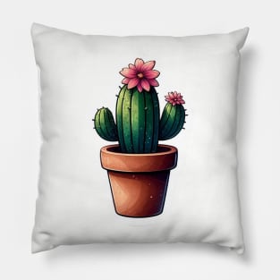 Watercolor cactus plant sticker Pillow