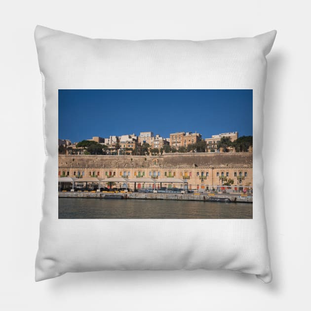 Pinto Stores, Valletta Waterfront Pillow by Violaman