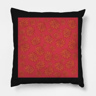 Boho Pansy Pop - Red and Orange - Digitally Illustrated Abstract Flower Pattern for Home Decor, Clothing Fabric, Curtains, Bedding, Pillows, Upholstery, Phone Cases and Stationary Pillow