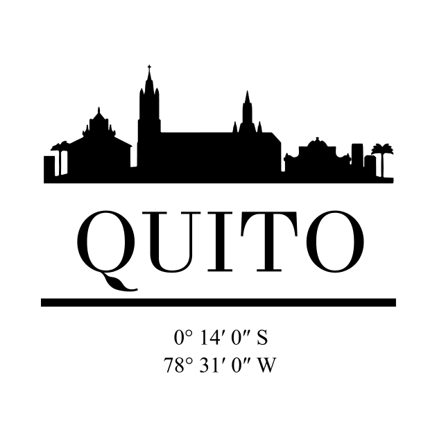 QUITO ECUADOR BLACK SILHOUETTE SKYLINE ART by deificusArt